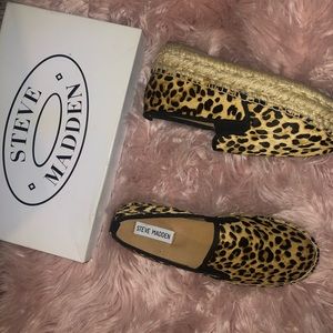 Leopard platform slip ons